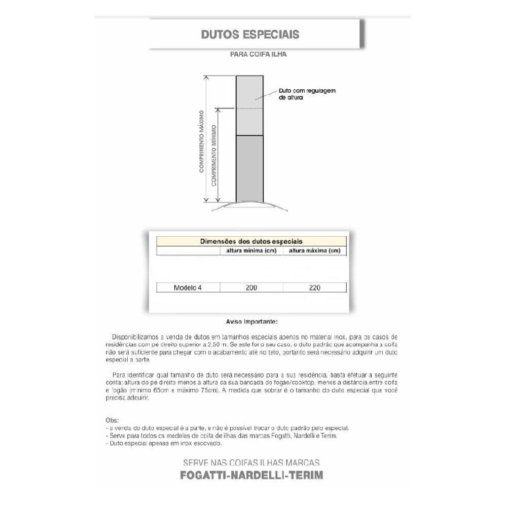 Miniatura Duto Especial De Inox Para Coifa De Ilha - Altura 2 A 2,2m Inox