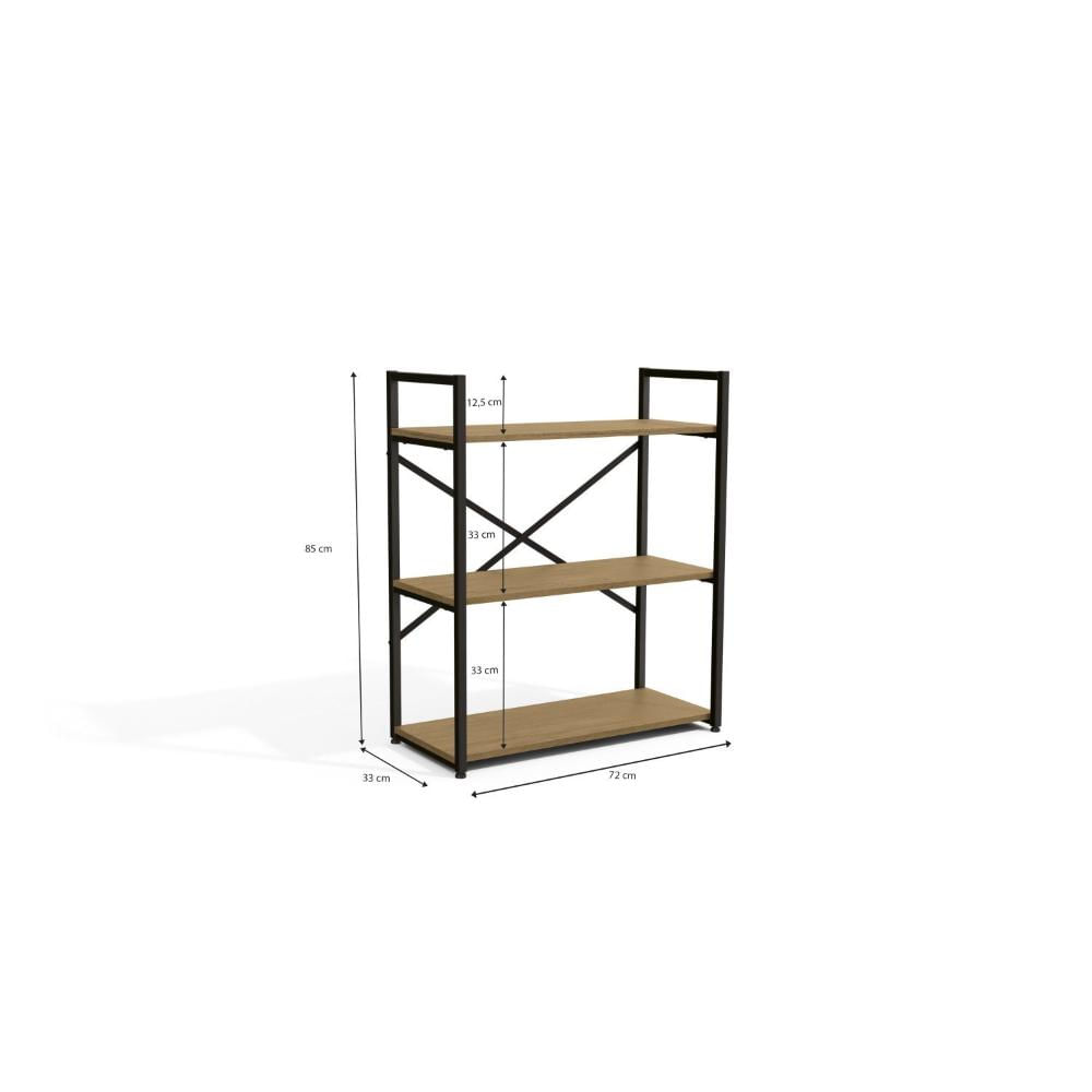 Miniatura Estante Baixa 3 Prateleiras Kappesberg Freijó/Preto Fosco