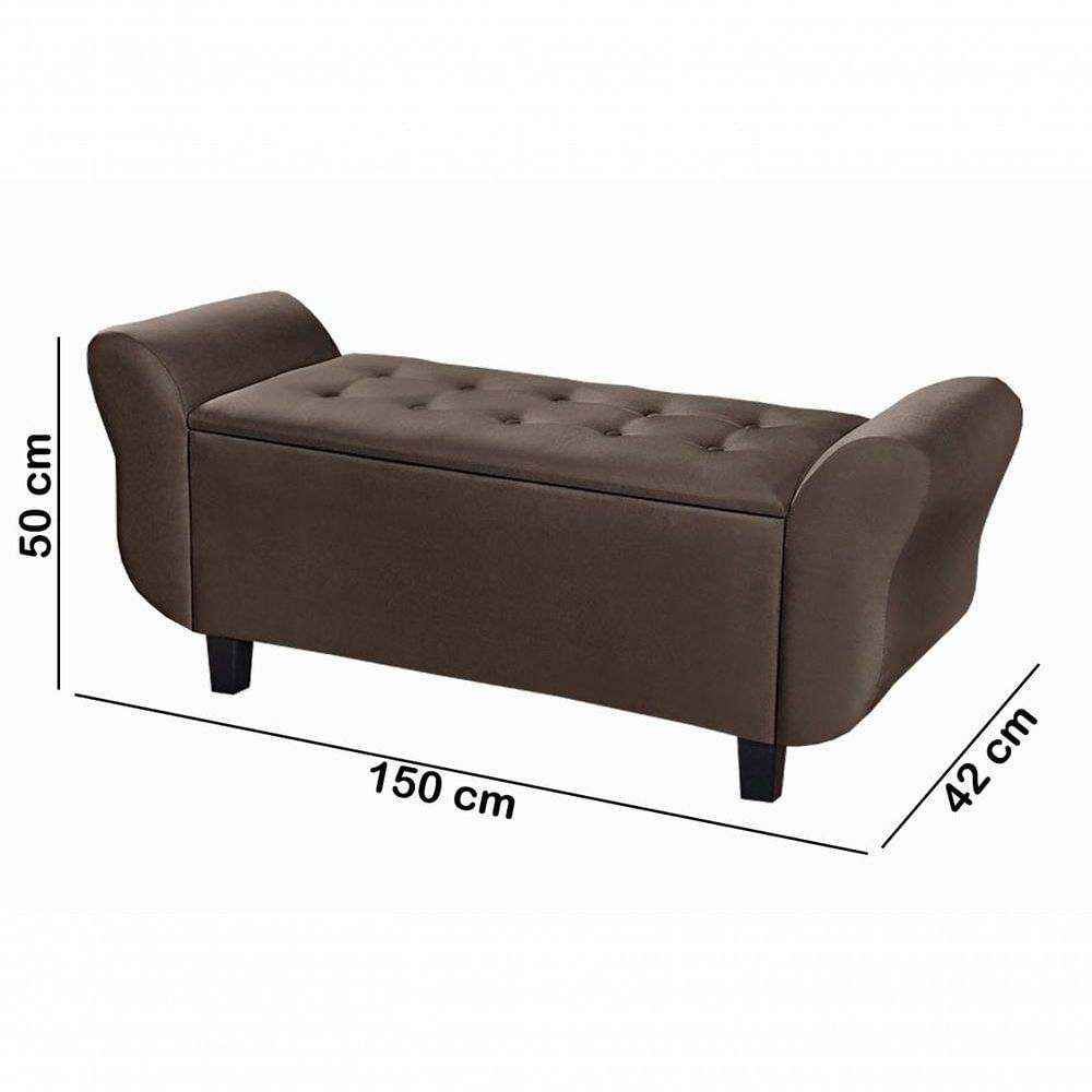 Miniatura Conjunto Quarto Recamier Baú Cabeceira 160 Cm Marrom