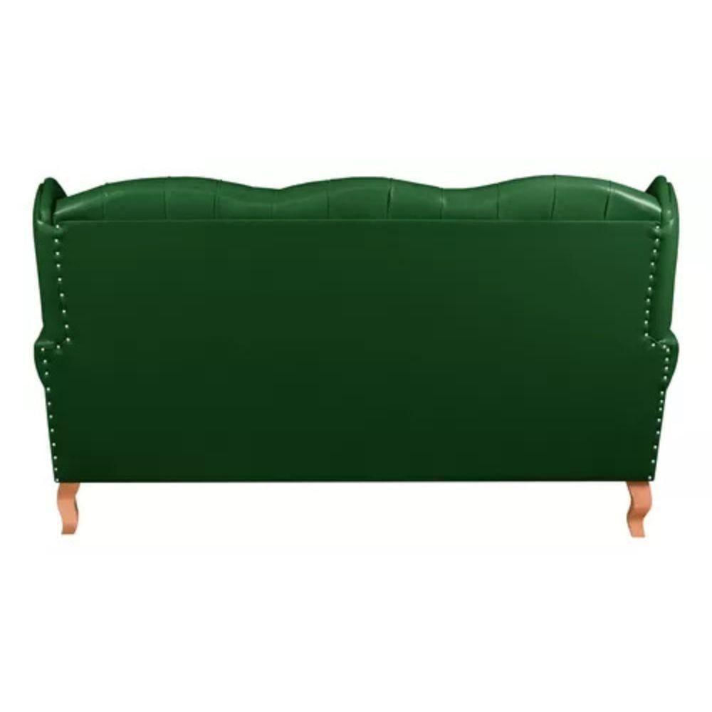 Miniatura Sofá Chesterfield 3 Lugares Imperador Vintage Retrô Capitonê Couro Verde