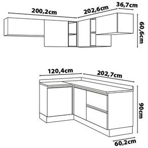 Miniatura Cozinha Completa Bartira Linea com 7 Portas, 1 Gaveta e 4 Prateleiras Branco