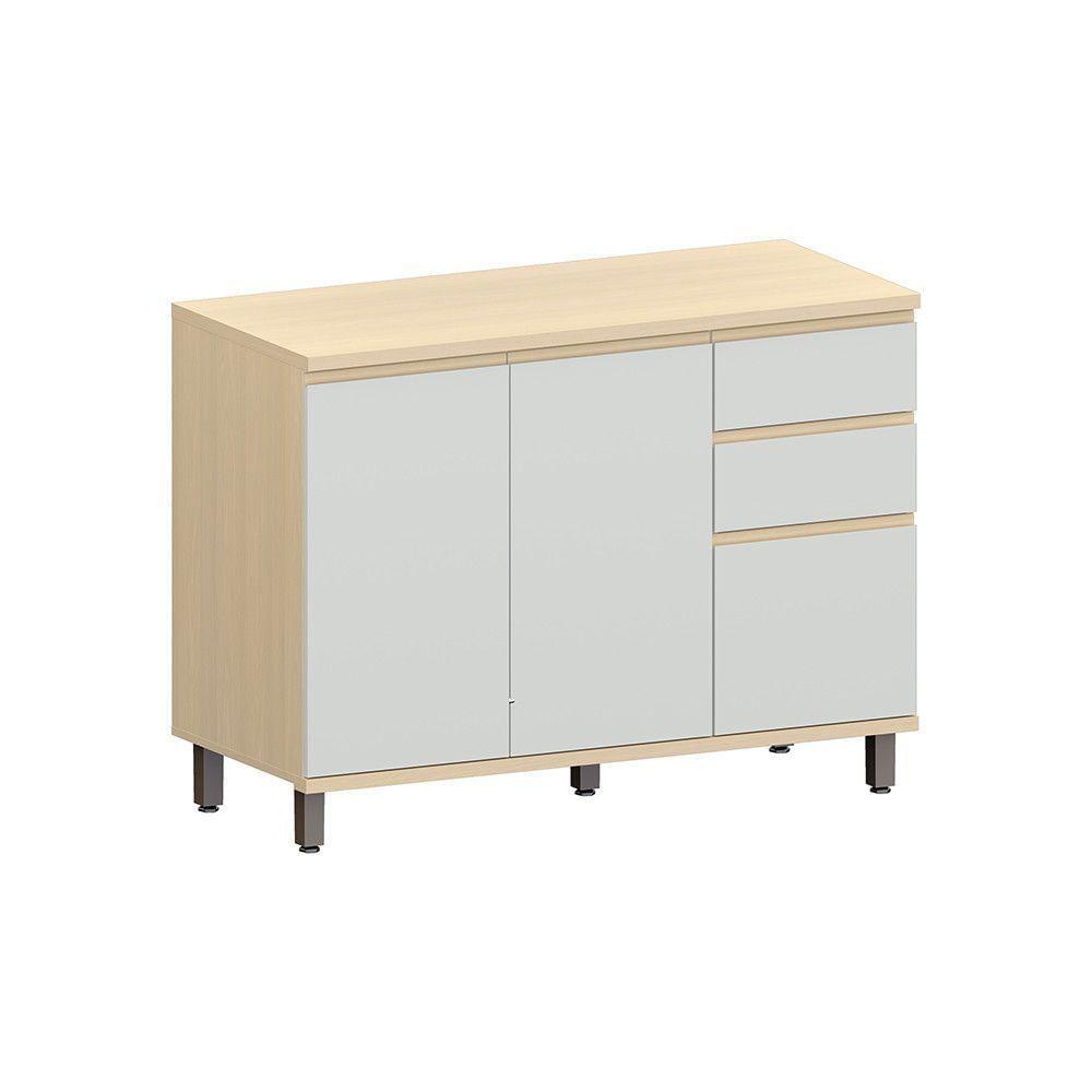 Miniatura Balcão De Cozinha 120cm 3 Pts E 2 Gav C/ Tampo Aura Luciane Carvalho/cinza Cristal