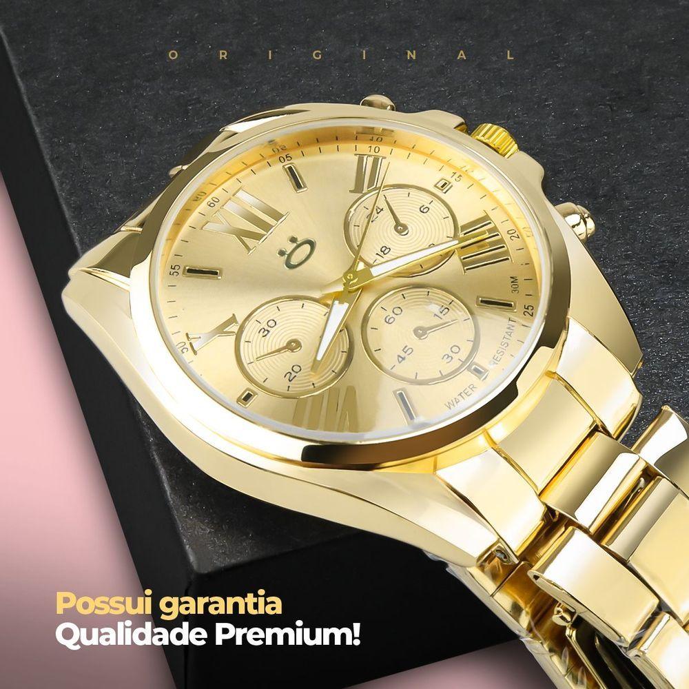 Miniatura Relogio Feminino Aço Inoxidavel Banhado Dourado Caixa