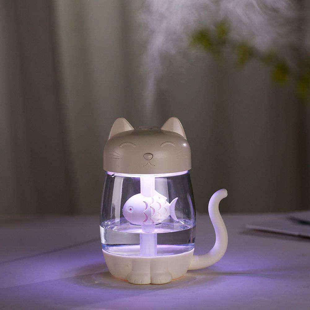 Umidificador Ar Aromatizador Luminaria Gato - USB Portátil Abs/silicone - Usb - Umidificador - Bivolt automático
