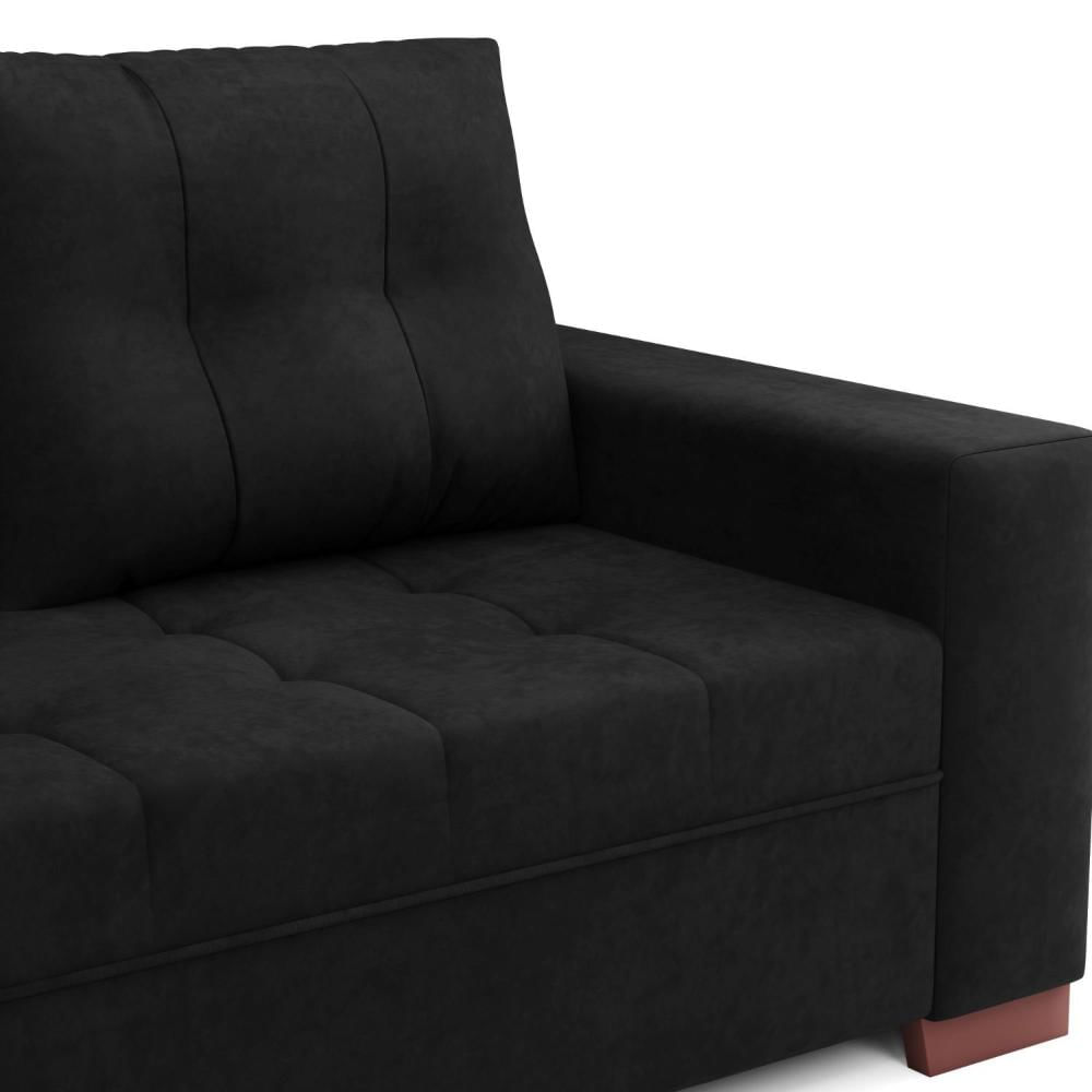 Miniatura Sofá de Canto com Puff 6 Lugares 238cm Gávea Montreal Preto