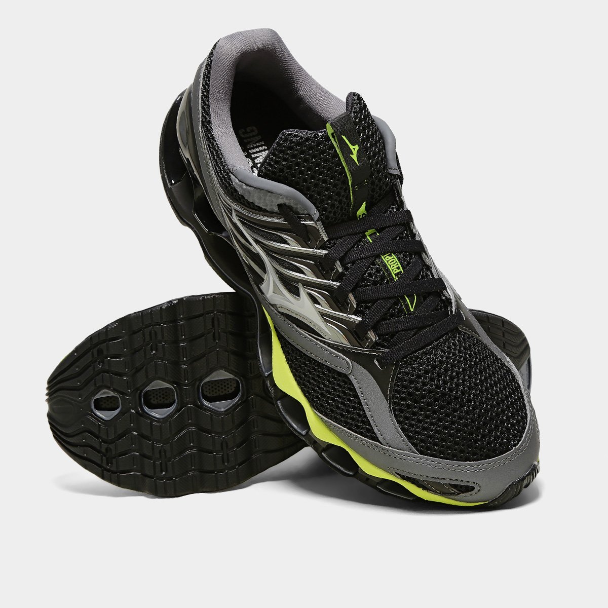 Miniatura Tênis Mizuno Wave Prophecy 13-S Masculino Chumbo+Amarelo - 39