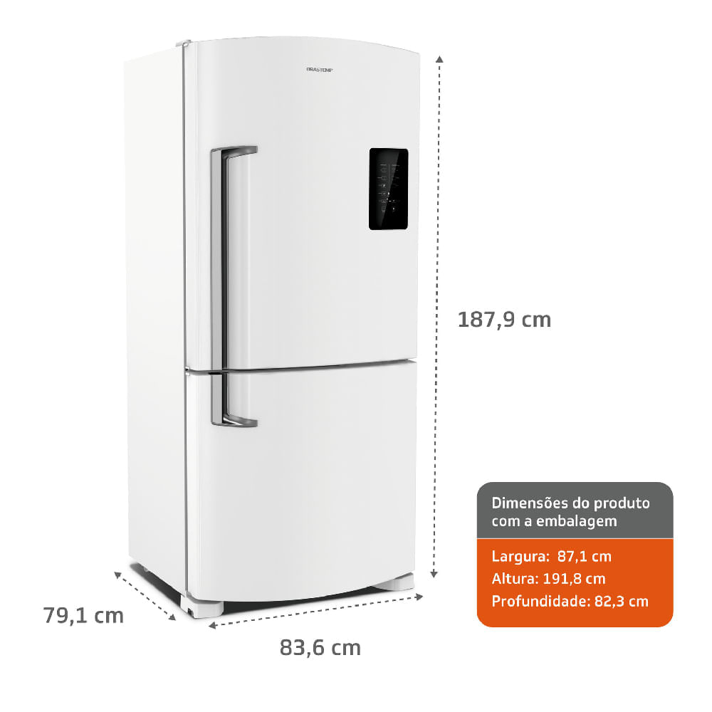Geladeira Brastemp Frost Free Inverse 588 litros Branca com Smart Bar BRE85AB 110V