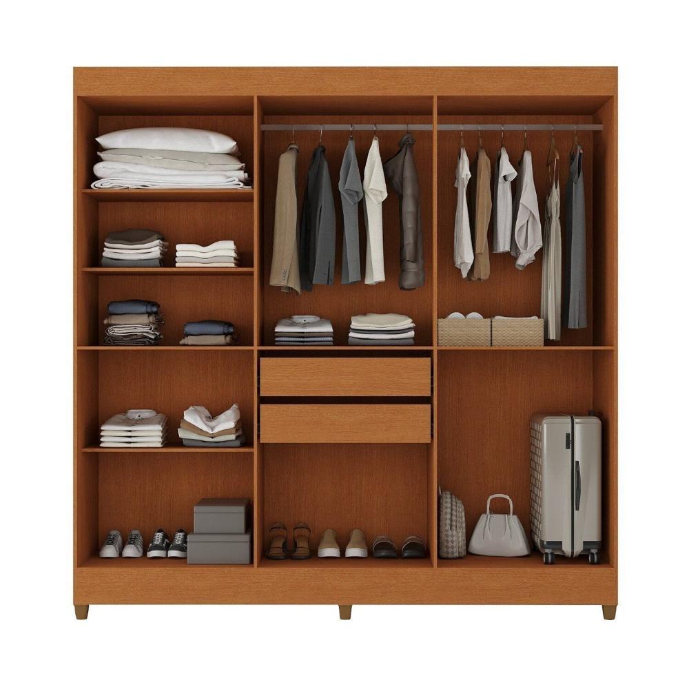 Miniatura Guarda-roupa Casal com Espelho Apolo Freijó/Off White