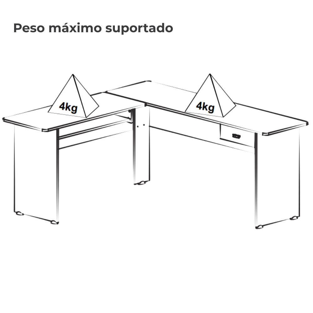 Miniatura Mesa Escrivaninha De Canto 1 Gaveta 150x165 Cm Branco Arly