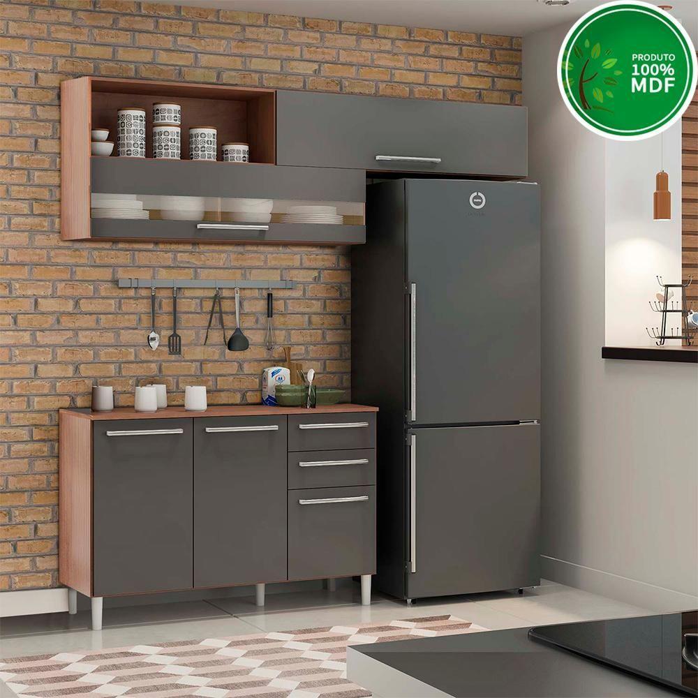 Miniatura Cozinha Pequena 2 Peças Com Nicho Carmenére Rio Doce Cozinhas Castanho/Chumbo Castanho/Chumbo