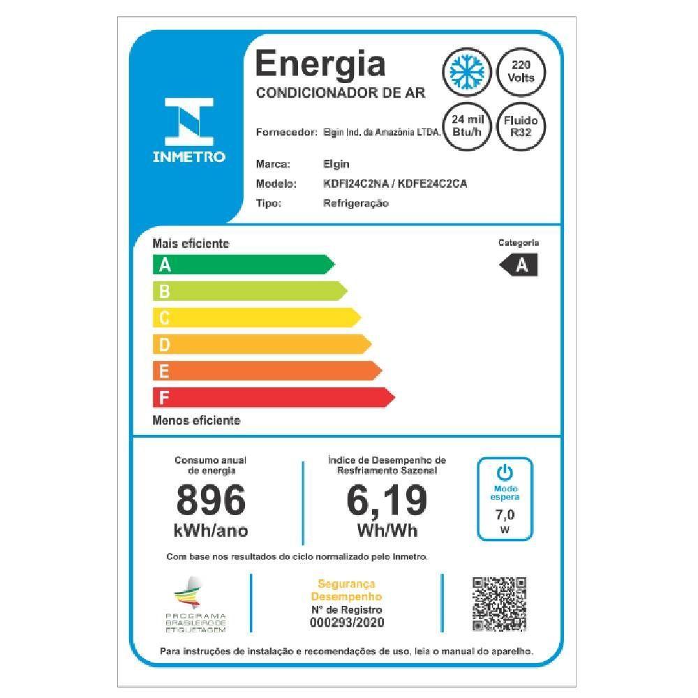 Miniatura Ar Condicionado Split Cassete Elgin Plus Inverter 24000 BTUs Frio 220V KDFE24C2CA