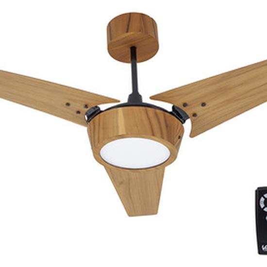 Miniatura Ventilador Teto Controle Remoto 116Cm Madeira Wood 127V
