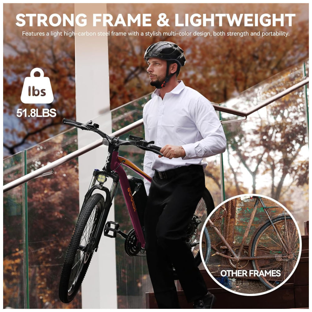 Bicicleta Elétrica Apex para Adultos, Aro 26 1000W Pico Mountain Bike Elétrica, Velocidade Máxima de 35 Km/h, Alcance Máximo de 88,51 Km, Bateria Remo