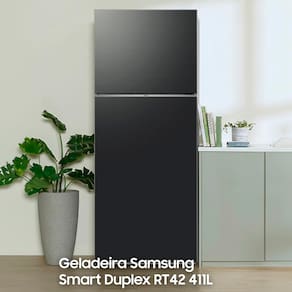 Geladeira Smart Samsung Frost Free Duplex RT42 com SpaceMax e All Around Cooling 411L Bivolt - Black Inox