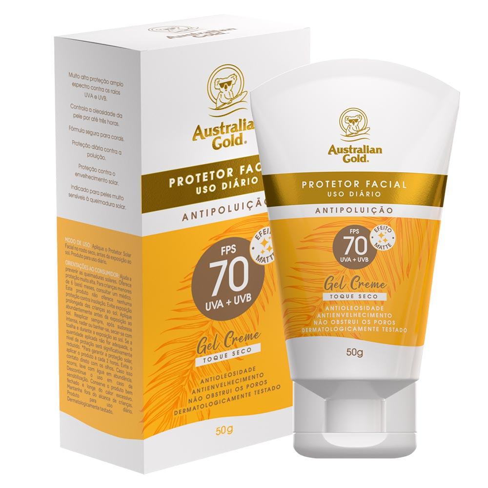 Miniatura Protetor solar Facial Gel Creme Australian Gold FPS70 50g