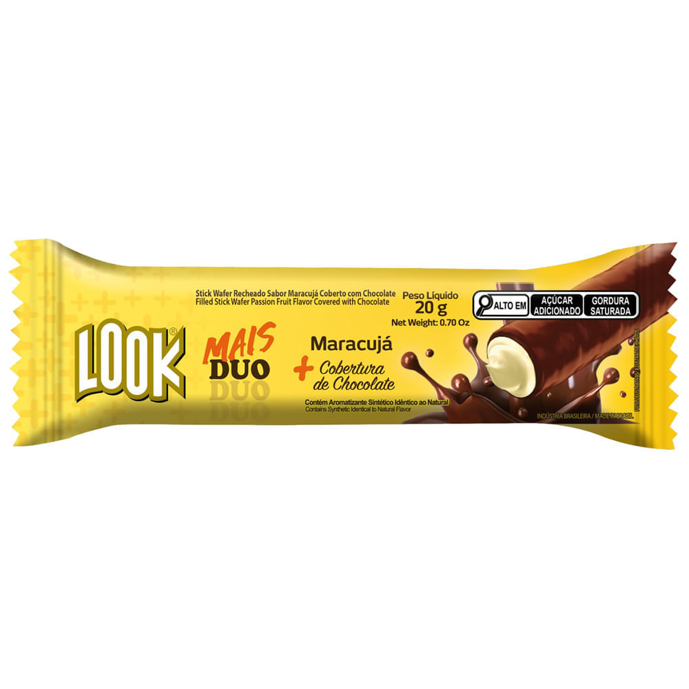 Miniatura Chocolate Look Mais Duo Maracujá com Cobertura de Chocolate 20g