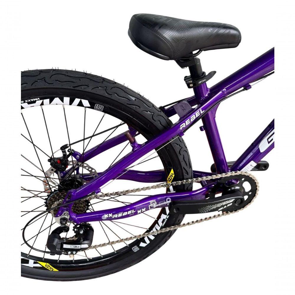 Miniatura Bicicleta Aro 26 Gta Rebel Freeride Downhill Single 7v Rodas Vmaxx Freio A Disco Pneu Flame Preto Roxo