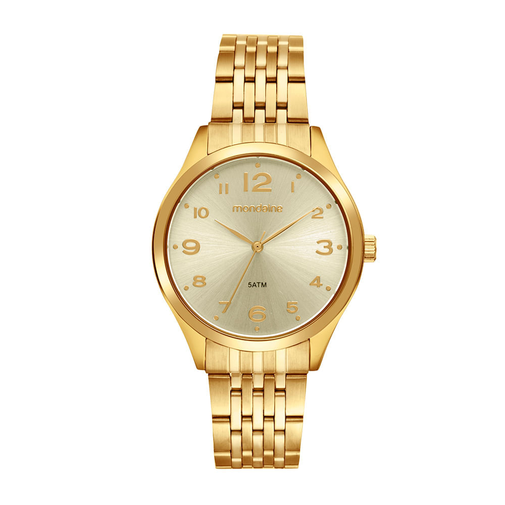 Feminino Analógico Dourado Casual com Numeração Completa