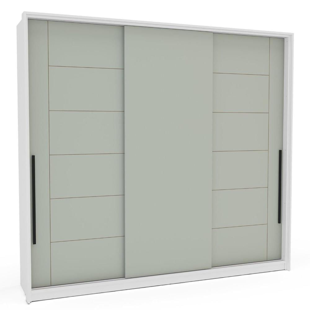 Miniatura Guarda Roupa 3 Portas de Correr 4 Gavetas Lisboa Branco/Verde