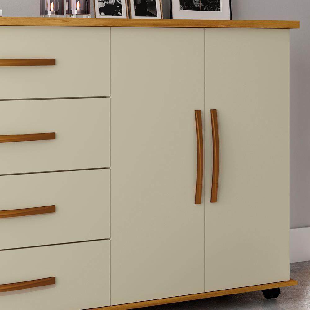 Miniatura Comoda Sapateira Com Rodizios 4 Gav 2 Pt Bl52 Mel Perola Mpri Mel Perola