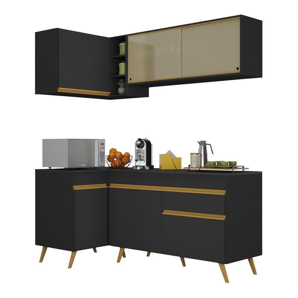 Miniatura Armário De Cozinha Compacta De Canto V2056Dourado