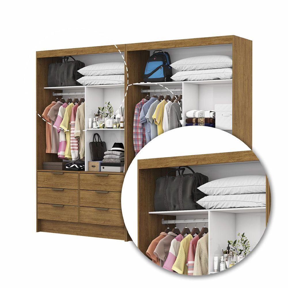Closet Casal Duplo Sevilha 4portas 12 Gavetas Carioca Móveis Cinamomo
