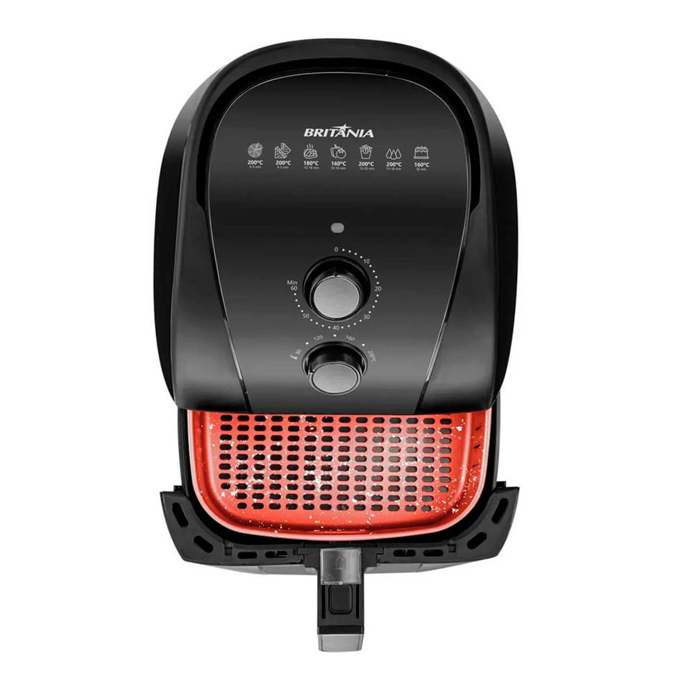Fritadeira Elétrica Sem Óleo Air Fryer Britânia 5.5L 1500W BFR50 Redstone com Inox Preto - 110V