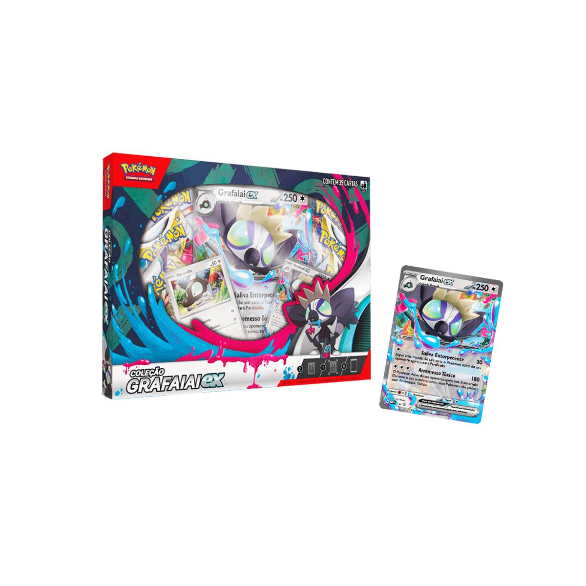 Miniatura Cartas Pokémon Box Deck Cards Coleção Grafaiai ex - Copag