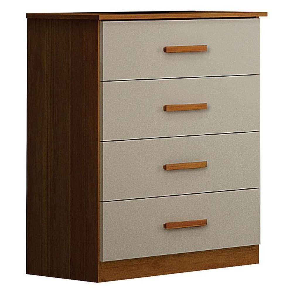 Miniatura Guarda Roupa Casal Ares 6 Portas Cinamomo Com Cômoda Rubi 4 Gavetas Cinamomo Off-white - Leifer