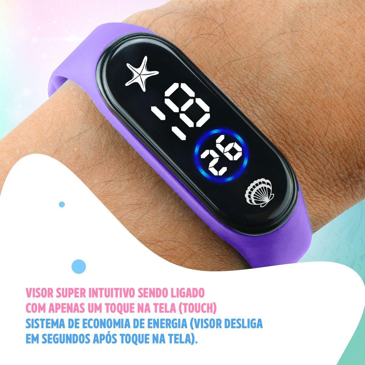 Miniatura Relógio Digital Infantil Menina Prova Dágua Pulseira