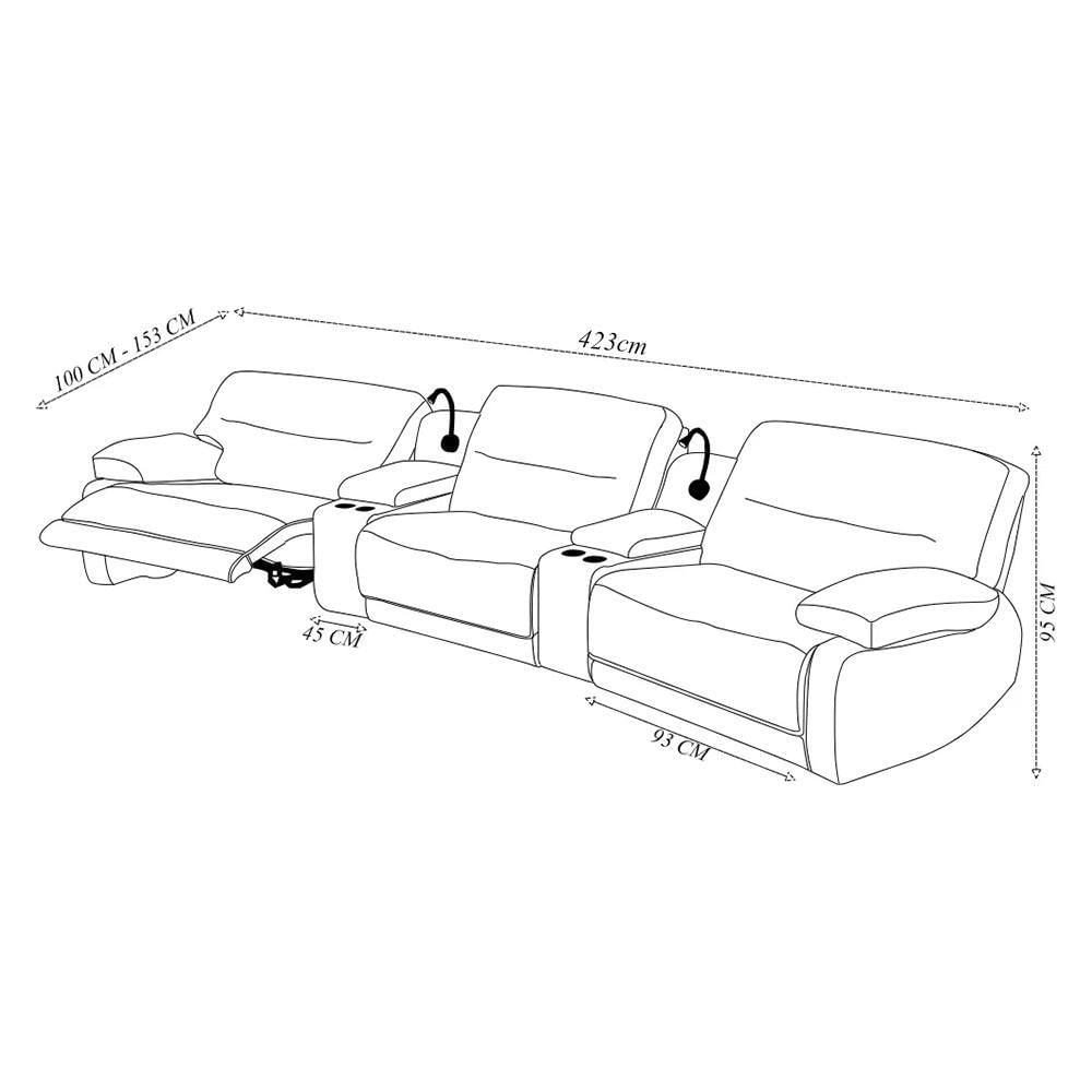 Miniatura Sofá Decorativo Swift C/porta Copos Baú Cooler Reclinável Retrátil Linho Offwhite G81 - Gran Belo