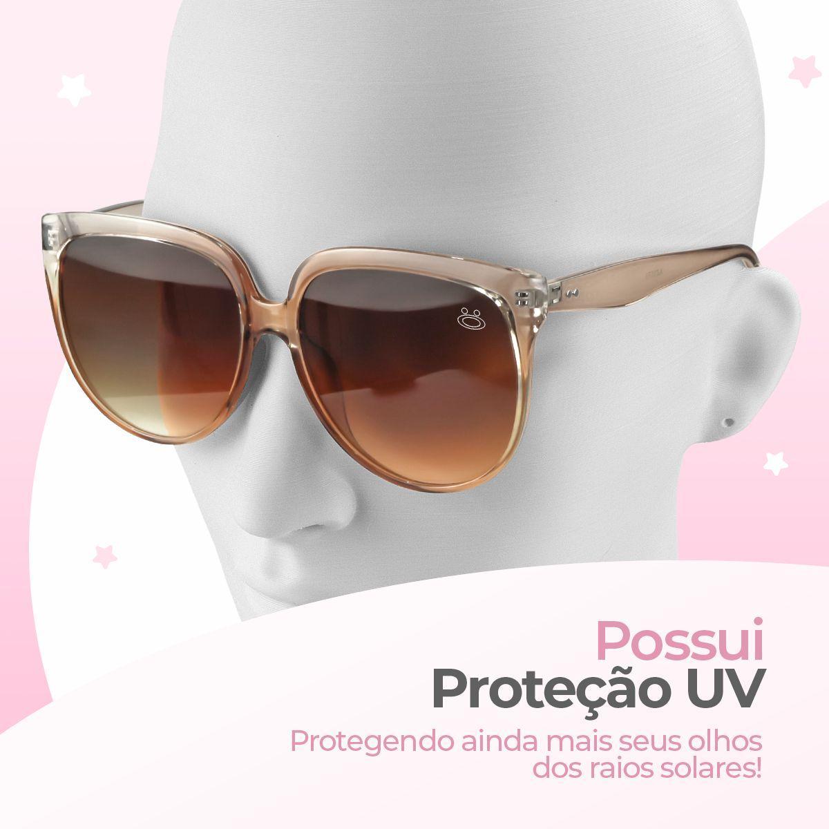 Oculos Sol Proteção Uv Social Vintage Praia Feminino + Case