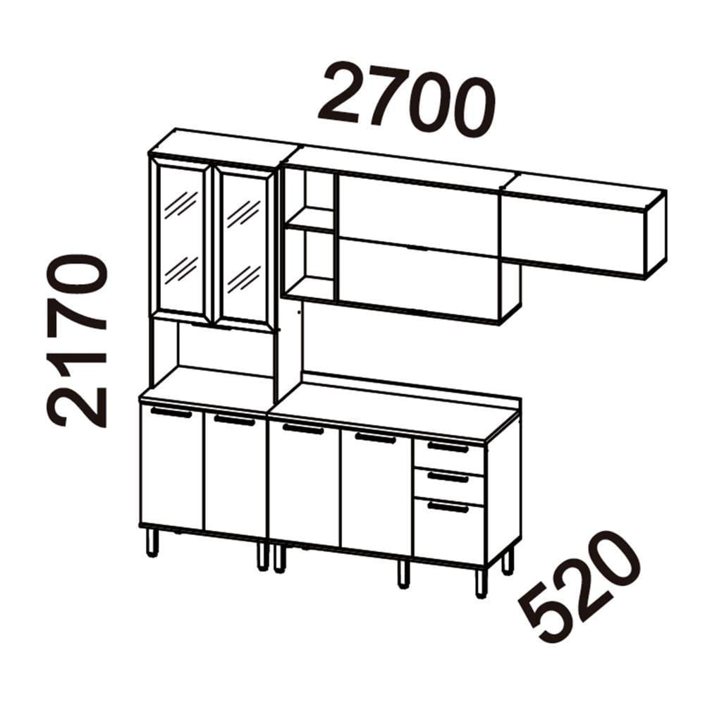 Miniatura Armário De Cozinha Castanha 2700mm Paneleiro E Balcão Com Vidro 4 Peças - Cinza/freijó