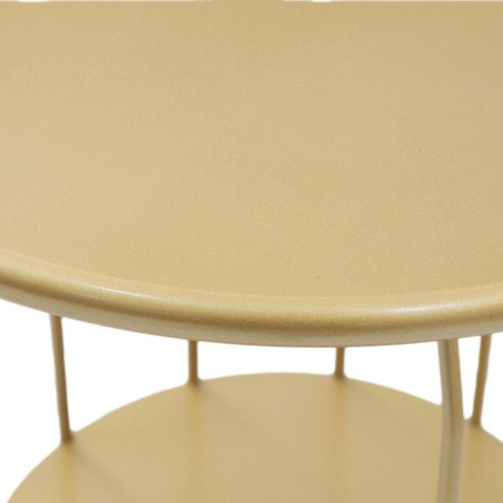 Mesa Lateral Silueta Baixa Redonda Luxo Minimalista Dourado
