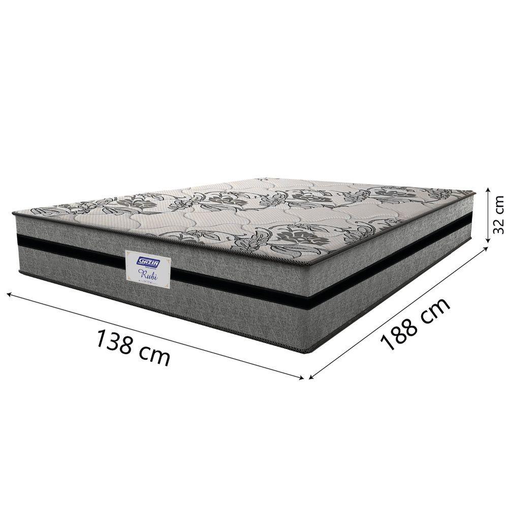 Miniatura Cama Box Casal Colchão Gazin Com Molas Ensacadas Rubi 138x188x70cm Suede Cinza/preto Cinza