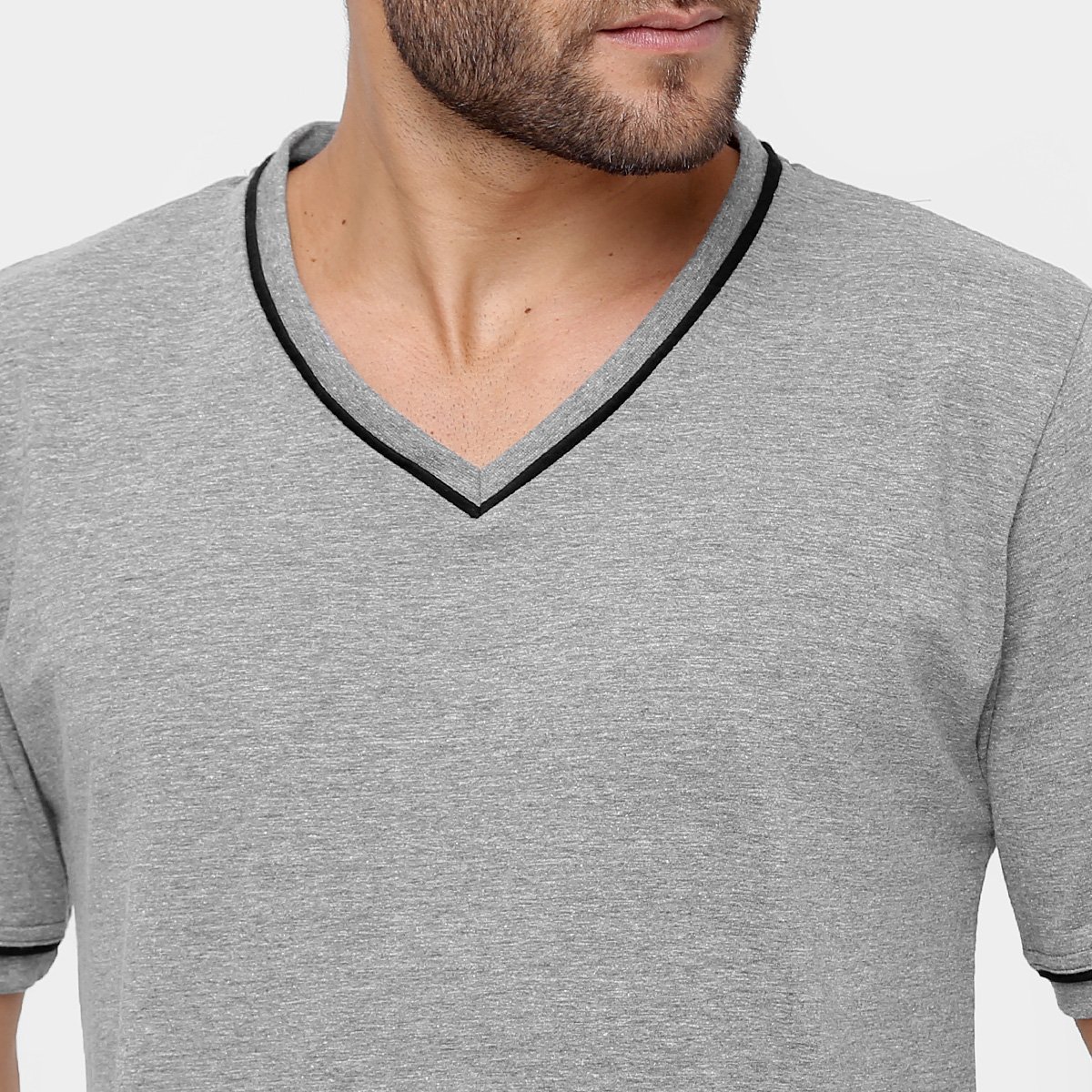 Miniatura Pijama Lupo Gola V Longo Masculino Cinza - G