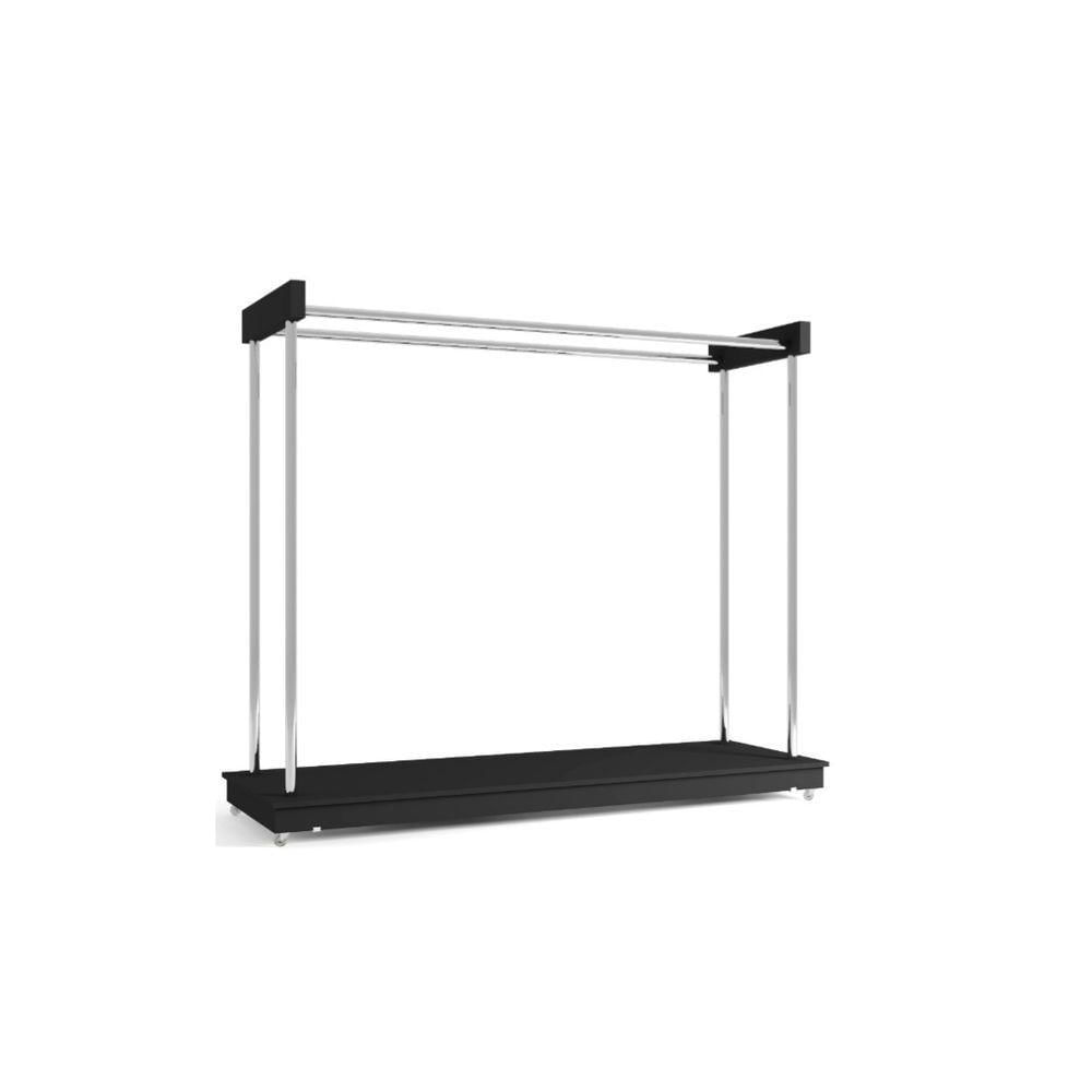 Miniatura Arara Closet Expositor De Roupas Com Rodízios Aço Cromado - Ideal Preto