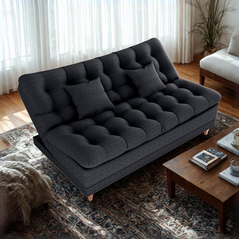 Sofa Cama 2 Lugares 185 Cm Duda Tecido Pompeia G501 Chumbo Milani Store Chumbo