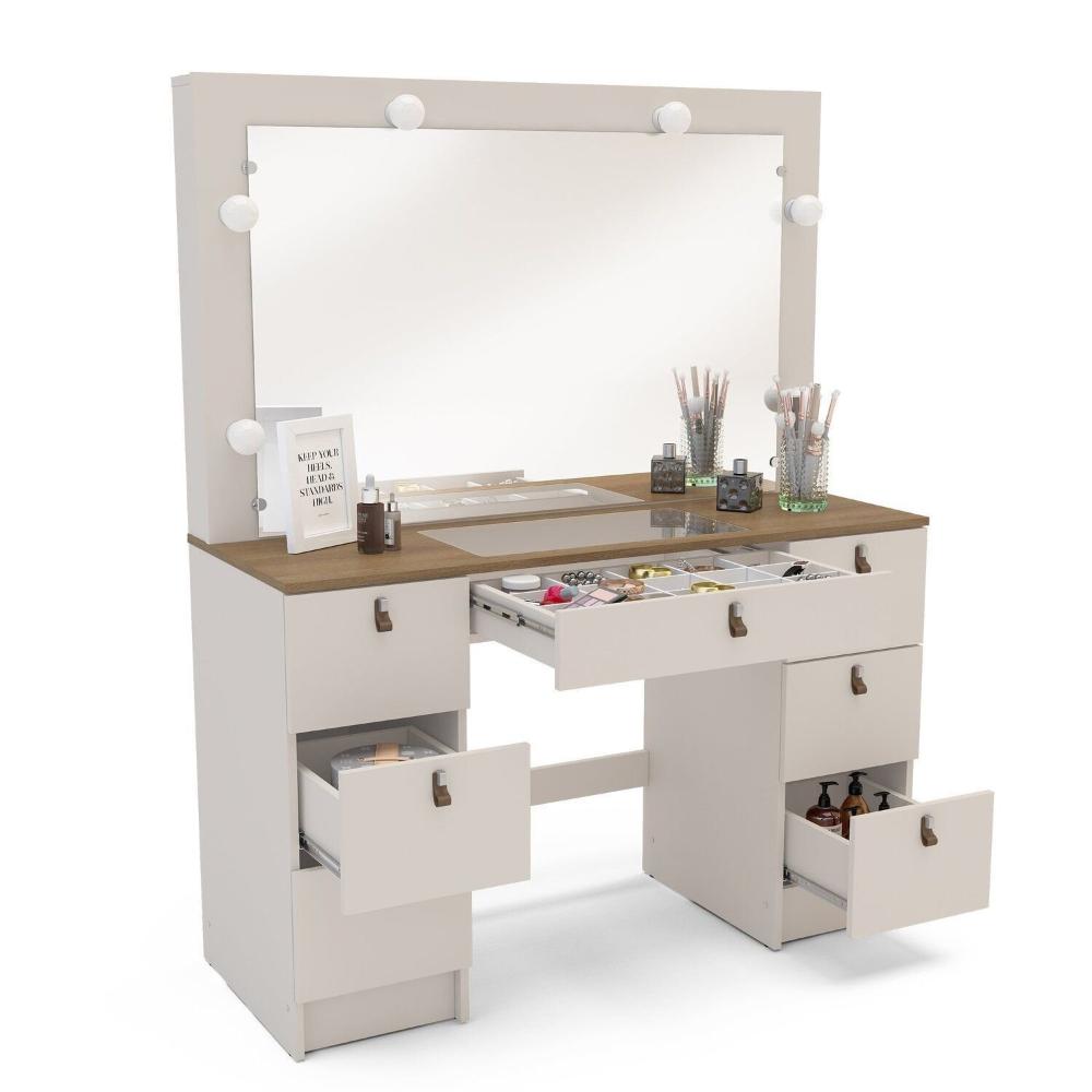 Miniatura Penteadeira Camarim com Espelho França Off White/Freijó