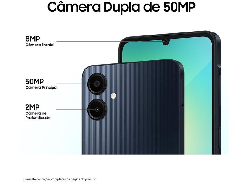 Smartphone Samsung Galaxy A06 128GB 4GB RAM Verde Claro 6,7" Câm. Dupla + Selfie 8MP