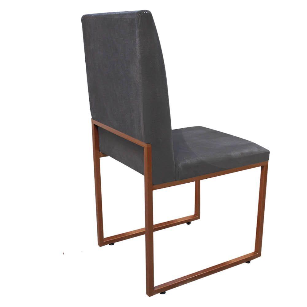 Miniatura Kit 07 Cadeira De Jantar Sttan Industrial Ferro Bronze Corino Cinza - Amey Decor