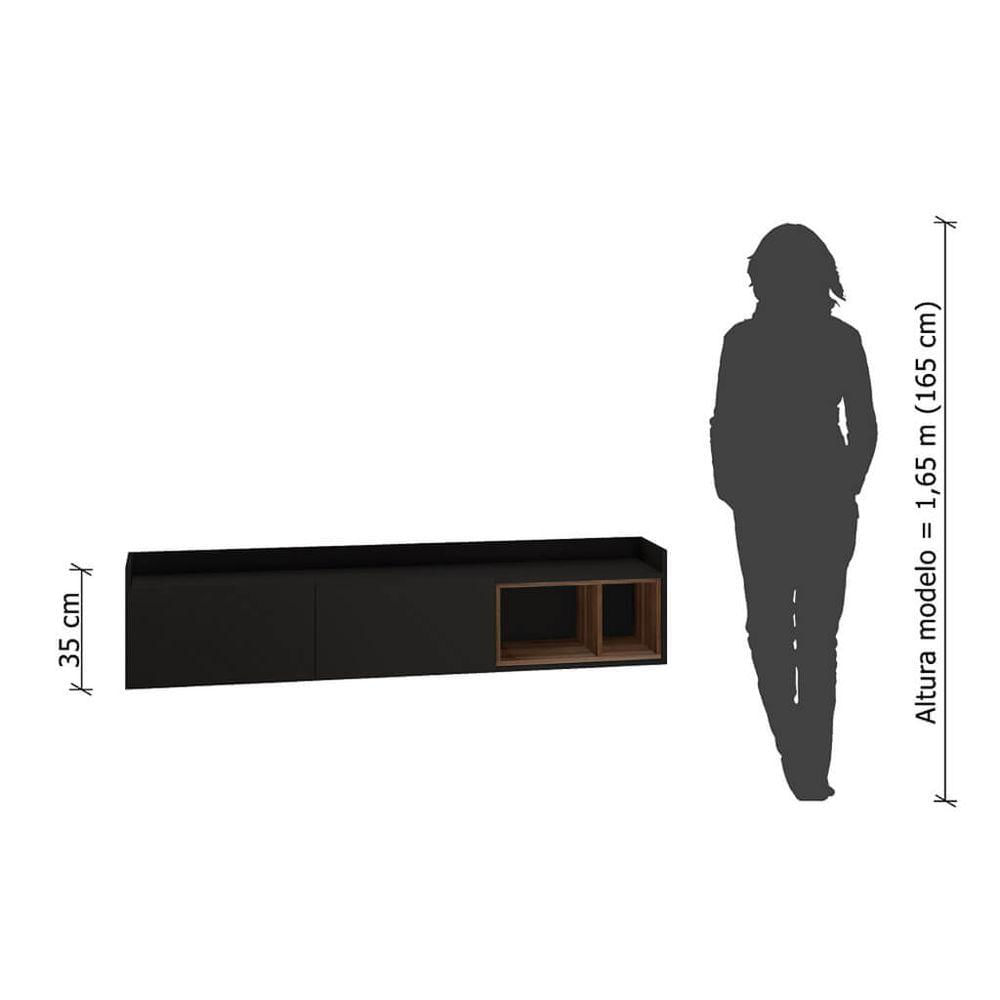 Miniatura Rack Suspenso Para Tv Preto Madeirado