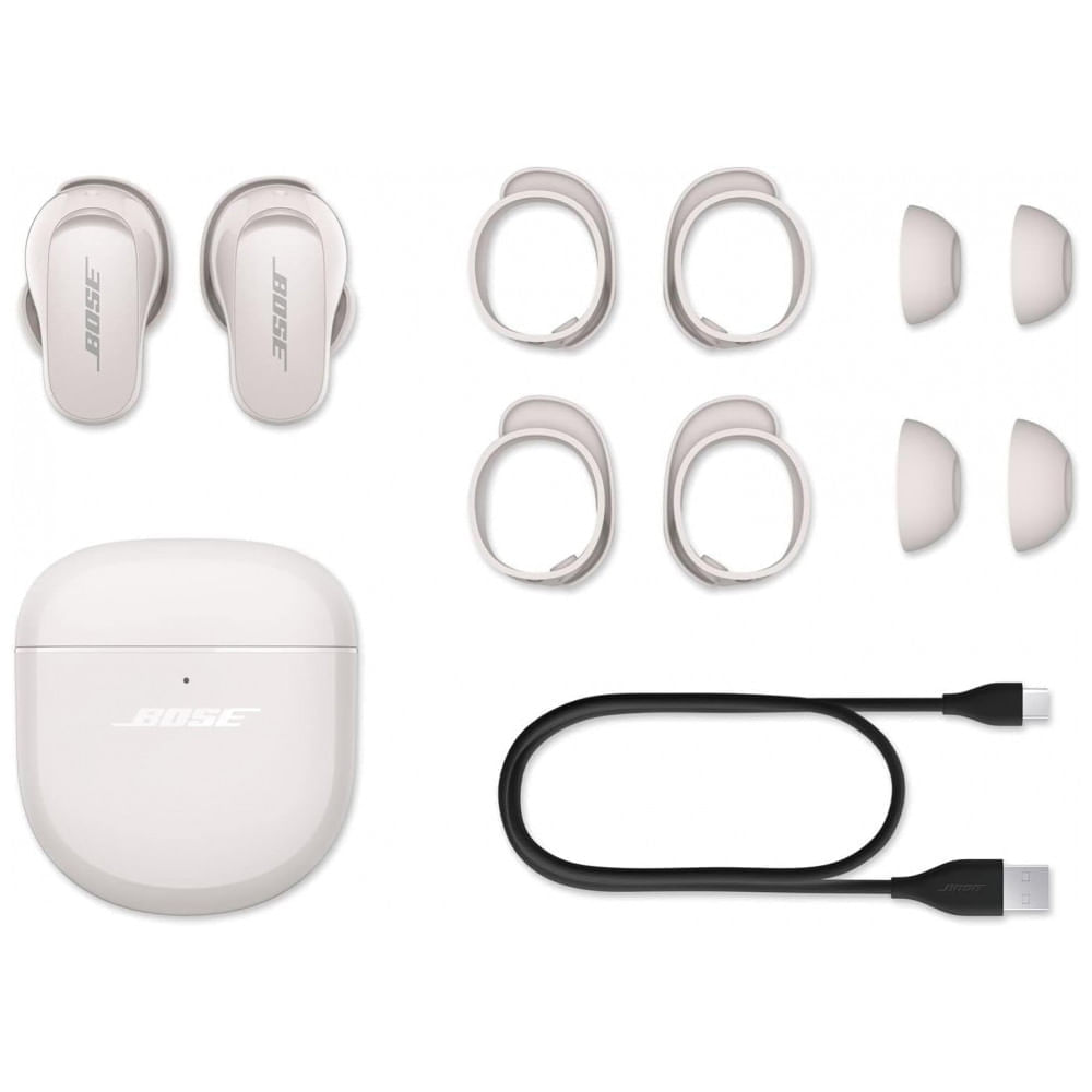 Miniatura Fones de Ouvido Bluetooth com Cancelamento de Ruído e Som Personalizados, Bose QuietComfort II, Branco