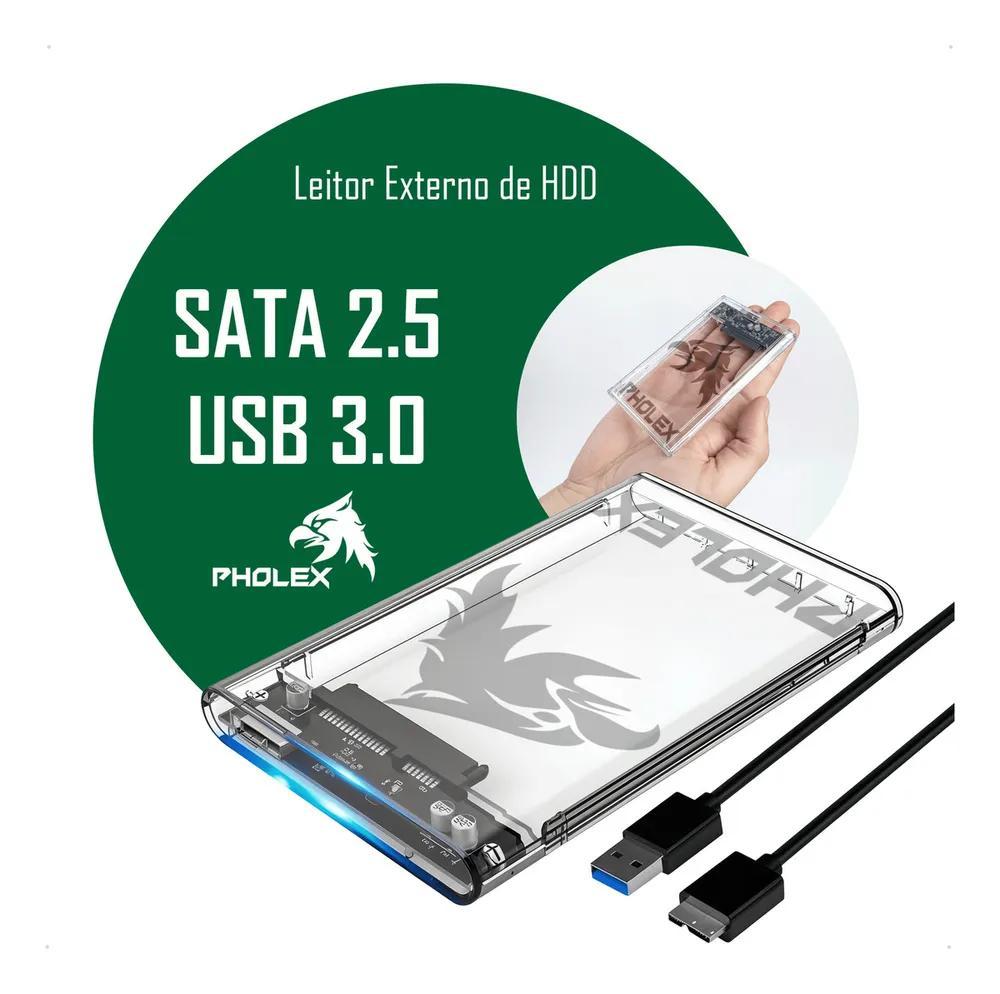 Miniatura Case Hd Sata 2.5 Usb 3.0 Transparente: Velocidade E Proteção