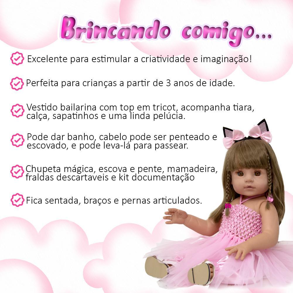 Miniatura Bebe Reborn Menina Bailarina Boneca Realista Silicone Luxo