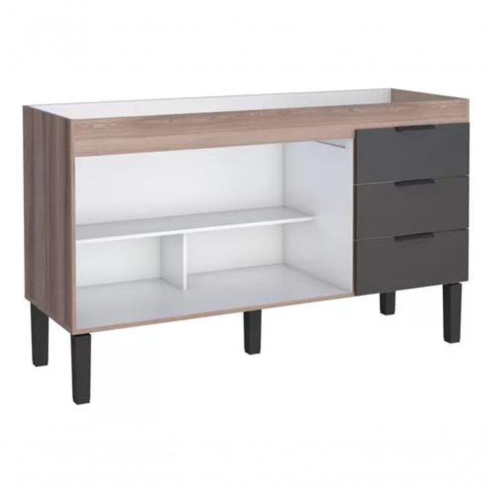 Miniatura Gabinete Armário Cozinha 1.50 M Flamingo 2 Portas 3 Gavetas- Desmontado preto-tamarindo