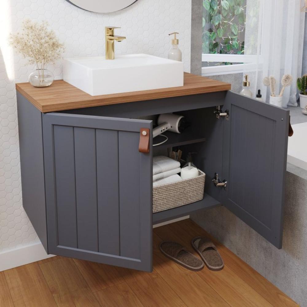 Miniatura Gabinete para Banheiro 60cm com Espelheira Brisa Espresso Móveis Titanium