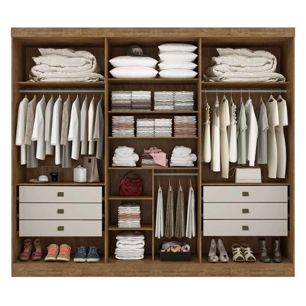 Miniatura Guarda Roupa Da Vinci Plus 6 Portas 6 Gravetas 100% Mdf D'doro Cor:ipê Off