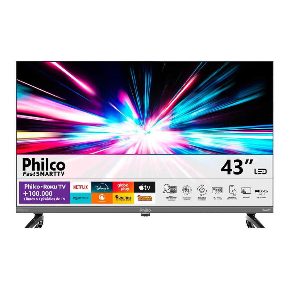 Miniatura Smart Tv Led 43" Roku TV P43KRA Dolby Áudio Philco Preta Bivolt