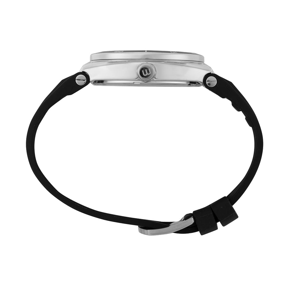 Miniatura Relógio Masculino Cromado Pulseira de Silicone